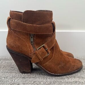 Dolce Vita Colten Suede Buckle Bootie, Camel, Size 7.5